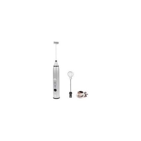 Mousseur à lait électrique avec double fouet, machine à mousse électrique rechargeable par USB, mousseur à lait portatif 2 en 1 à piles pour café, latte, cappuccino, fouetter les œufs (argent) (1/5)