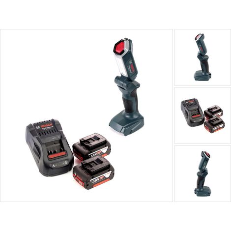 Bosch GLI 18V-300 Akku LED Lampe 18V 300lm + 2x 5,0 Ah Akku + Ladegerät