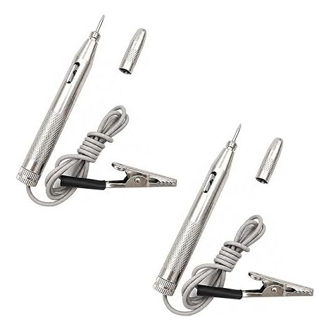 2 Pièces Stylo Testeur De Tension 6V 12V 24V, Testeur Électrique Voiture Cuivre Argenté Avec Double Led Et Câble 65 Cm Pour Circuits Auto, Moto Et Bateau (1/5)