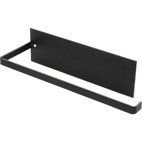 Küchenrollenhalter, Wandmontierter Küchenrollenhalter, Bohrfreier Küchenrollenhalter, Küchenrollenhalter aus Metall, Selbstklebender Küchenrollenspender, 25 cm – Schwarz (1/5)