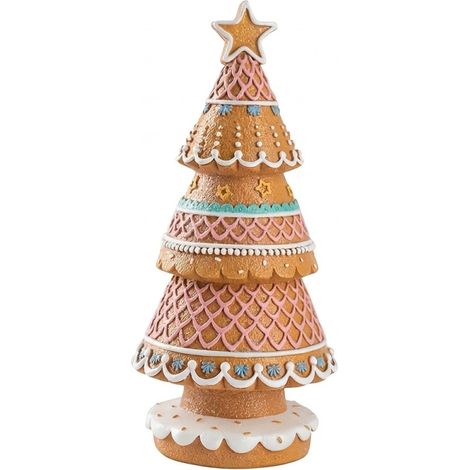 Figurine de sapin de Noël en résine Irovami, 23 cm, décoration festive à poser sur une étagère ou un bureau pour les fêtes. (1/5)