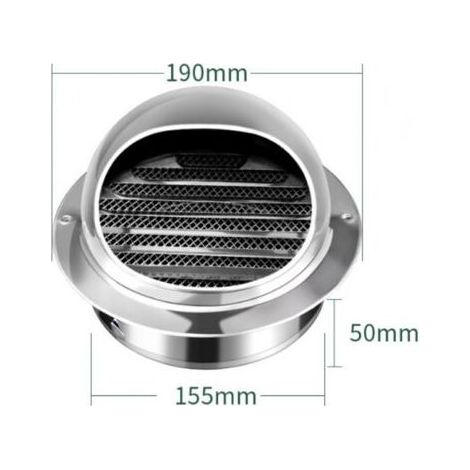 Grille d'aération, 160mm Extracteur Externe en Acier Inoxydable Grille d'aération Ronde réutilisable pour Cuisine,Grille d'Aération Ronde Grille Ventilation Hotte Bouchon Rond (1/5)