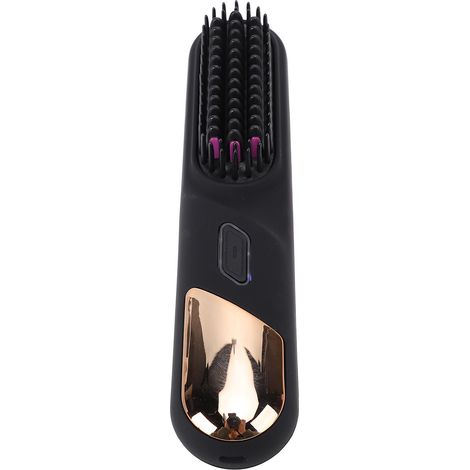 Brosse lissante sans fil à ions négatifs, chauffe rapide, idéale pour les dortoirs (noire). (1/5)