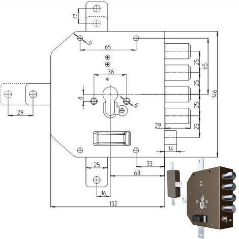 Serratura Sicura Quintuplice Dx Cilindro  2350Pe Mc Cr