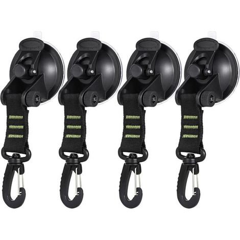 Suction Cup Anchors with Fixing Hook, Car Suction Cup Hook, Car Side Tent Tarp Accessory, for Car Camping Luggage, Boat (Green) (1/5)