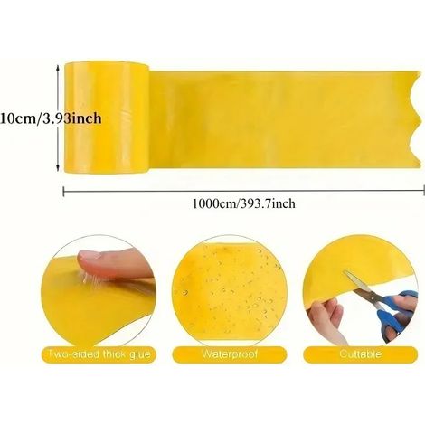 Rouleau de 1 rouleau de ruban adhésif double face anti-insectes pour l'extérieur : protection efficace contre les insectes nuisibles, les pucerons, les termites et les mites. (1/4)