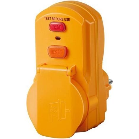 Gelber Adapter mit Fehlerstromschutzschalter 30mA - IP54