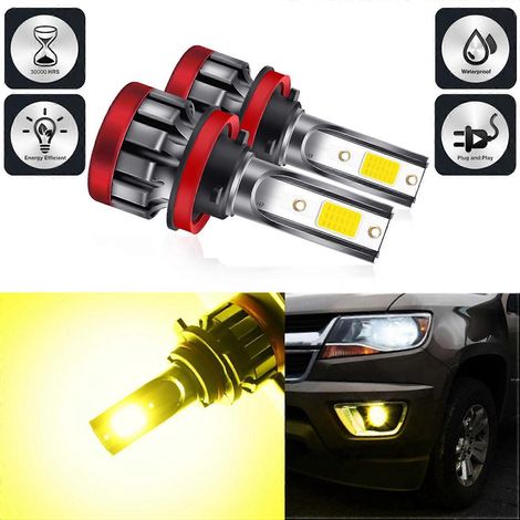 2 Stück H8/H11 LED-Nebelscheinwerferlampen, 3000K Gelb, 3000 Lumen, 30W Hochleistungs-LED-Nebelscheinwerfer-Tagfahrlichtlampen für