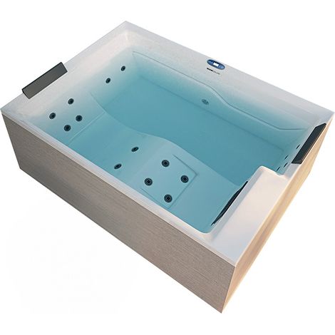 HOME DELUXE Outdoor Whirlpool NIMBUS DELUXE PURE – ohne Treppe und Thermoabdeckung Maße: 190 x 140 x 70 cm- Inkl. Heizung, 18 Massagedüsen I Außen Whirlpool für 2 Personen (1/5)