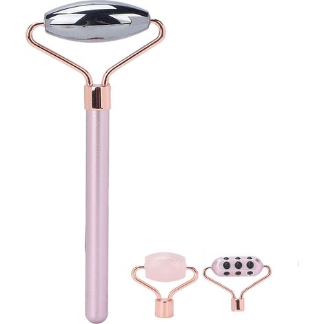 3 en 1 Rouleau de Massage Visage en Quartz Rose Germanium - Soin Liftant Raffermissant pour Peau (1/5)
