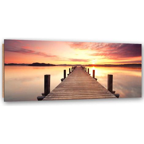 Quadro deco panel, Tramonto su un molo - 90x30 (1/5)