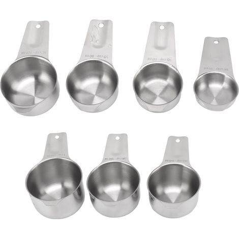 Set mit 7 faltbaren, multifunktionalen Messbechern aus Edelstahl aus Metall mit Einsatzmöglichkeiten für Küchenutensilien (1/5)