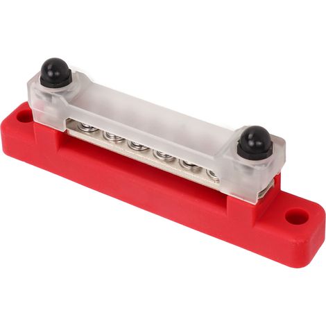 Module de distribution d'alimentation à 6 bornes 48V 150A, avec couvercle, goujons M6, vis M4, convient aux automobiles, camping-cars, fourgons aménagés et navires, rouge. (1/5)