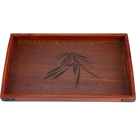 Serviertablett aus Holz mit Griff für Frühstück, rustikales Serviertablett für Tee und Wasser, Schreibtisch-Organizer, Küchen-Organizer