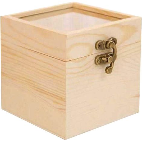 Boîte à fleurs éternelles, boîte à fleurs stabilisées vide, boîte décorative en bois pour anniversaire, mariage, fête des mères, objets de collection-10x10x10cm (1/5)