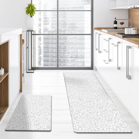 Kitchen anti-slip mat, stain-resistant and oil-proof, simple PU leather thickened doormat for entryway - 2 - 44x75x1cm