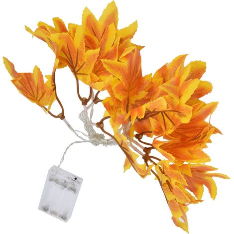 LED-Lichterkette mit gelben Ahornblättern, 10 LEDs, 20 Blätter, Batterien nicht enthalten, für die Dekoration im Innen- und Außenbereich, Weihnachten, Erntedankfest, Partys, Garten. (1/5)
