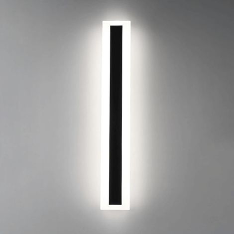 Appliques murales intérieures/extérieures à Longue Bande, Applique Murale linéaire Noire avec Abat-Jour en Acrylique Blanc, Applique Murale LED-6000K Moderne, éclairage de Fond de Couloir (1/5)