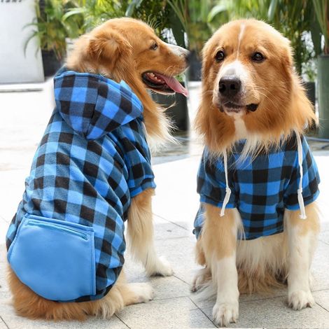 Gilet Polaire Chien Réversible - À Carreaux - Poche Avant - Pour Chiens Et Chats - Tailles M à XXL (1/2)