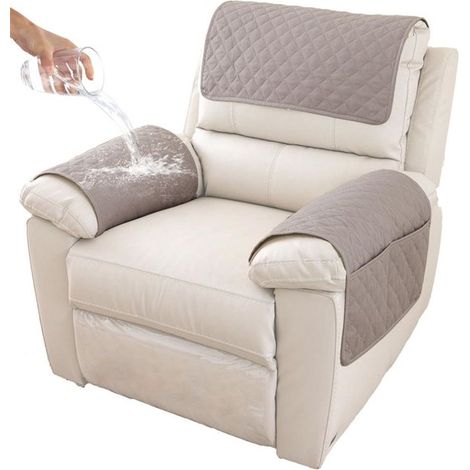 Ensemble de 3 coussins d'accoudoirs - Housse d'accoudoir de canapé - Housse d'accoudoir de fauteuil - Housse d'appui-tête - Protection antidérapante et rembourrée pour meubles (38 cm x 57 cm) - Gris c (1/5)