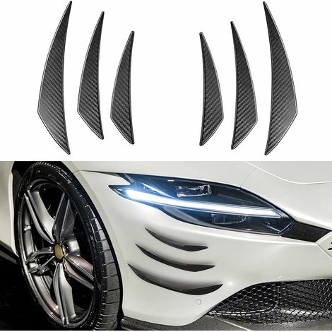 6pcs ailerons universels en Fibre de Carbone pour Pare-Chocs Avant de Voiture Accessoire pour Anti-Collision (1/5)