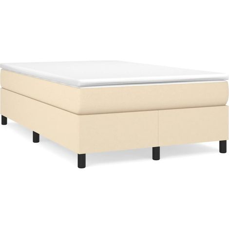 Cama box spring con colchón tela color crema 120x190 cm