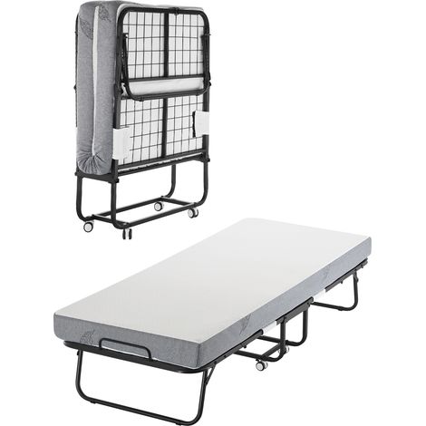 VEVOR Lit deAppoint Pliant 79 x 190 cm, Taille Jumeau, avec Cadre en Metal Robuste et Matelas en Mousse a Memoire de Forme de 12,5 cm d’Epaisseur, Portable, pour Adultes, Invites, Maison, Camping