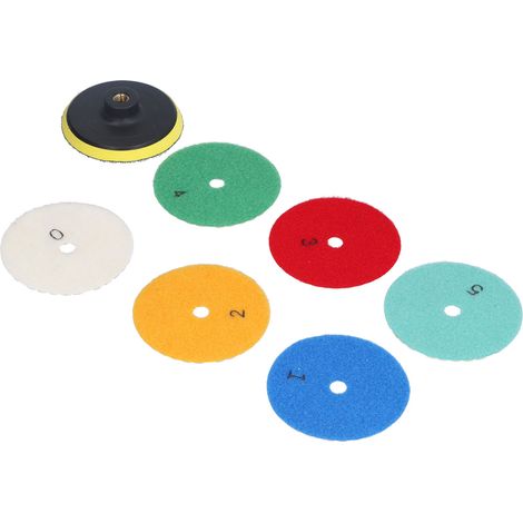 Kit de polissage pour granit et marbre (6 disques diamantés secs + 1 support) de 10 cm (4 pouces)