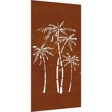 Décoration murale de jardin : motif palmier en acier patiné, 105 x 55 cm (1/5)
