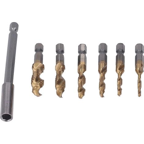 Kombinierter Bohrer-Gewindebohrer-Satz mit Sechskantschaft, Spirale, metrisch M3–M10, für Stahl, Aluminium, Blech und dünne Platten