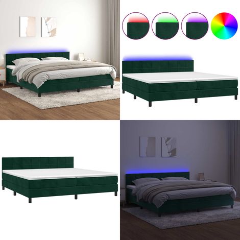 Boxspringbett mit Matratze & LED Dunkelgrün 200x200 cm Samt - Boxspringbett - Doppelbett - Samtbett - Luxusbett - Bettenrahmen - Home & Living (1/5)