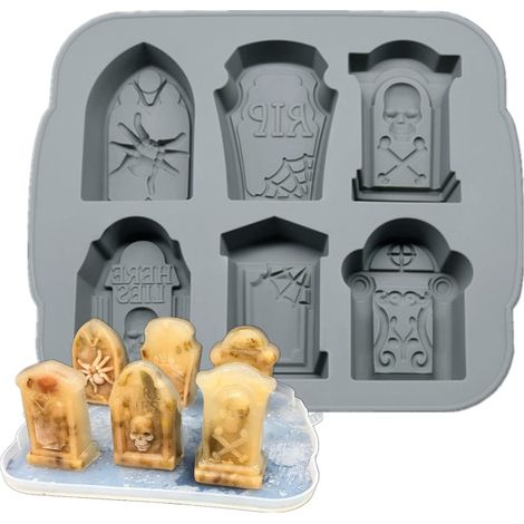 Lot 2 moules - Silicone pierre tombale Halloween - Pâtisserie (1/5)