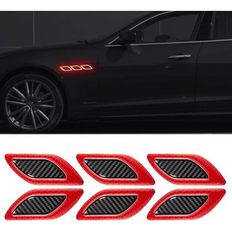 Lot de 6 bandes réfléchissantes 3D pour pare-chocs, autocollants haute intensité, visibilité nocturne, avertissement de sécurité, fibre de carbone de haute qualité, autocollant universel pour voiture (1/5)