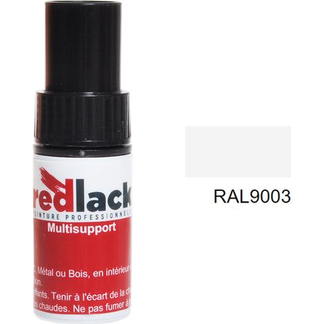 Flacone per ritocchi con pennello 9ml – RAL 9003 – Bianco sicurezza – opaco – multisupporto – Redlack (1/2)