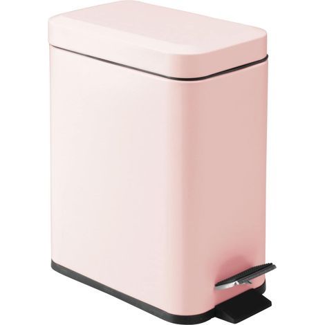 Poubelle rectangulaire en métal avec couvercle, poubelle compacte avec doublure amovible et poignée pour salle de bain, cuisine Rose clair (1/5)