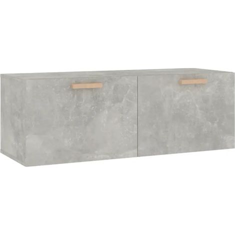 Armoire murale design élégante légère rangement 100 x 36,5 x 35 cm en bois d'ingénierie gris béton (1/5)