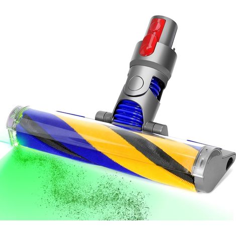 V15 Fluffy Optic Tête de Brosse aspirateur pour Dyson V7 V8 V10 V11 V15 - Détection de la Poussière avec Lumière verte Anti-Tangle, Accessoire à Rouleaux en Mousse pour Sols Durs et en Bois (1/5)