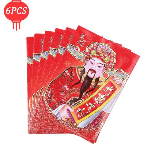 Set mit 6 Glücksumschlägen zum chinesischen Neujahr 2021 – Jahr des Ochsen, aus Papier (8 x 11,5 cm) (1/5)