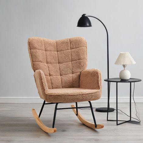 Fauteuil marron en revêtement bouclette 71 x 98 x 101 cm (1/5)