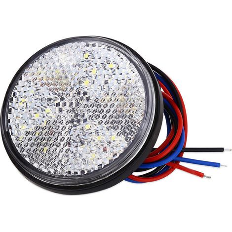 Luces LED para remolque, luz trasera de 12 V para remolque, 2 unidades, luz de freno redonda LED para remolque, reflector LED, luz de posición LED para camión, motocicleta y automóvil (blanco, 2 unida (1/5)