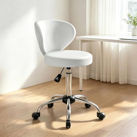 Chaise de bureau 45x54x73-88 cm en PU blanc, moderne, réglable pour bureau FloraGrace (1/5)
