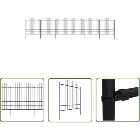 Gartenzaun Schwarz - vidaXL Gartenzaun mit Speerspitze Stahl 1070 x 200 cm Schwarz - Gartenzaun 10.2 m (1/5)