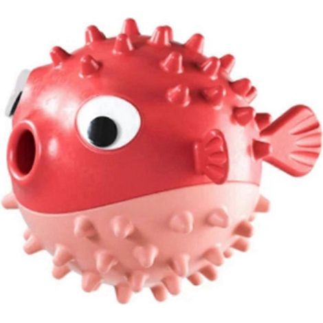 Dog Leakage Food Ball Fish Shape Molar Bite Toys Red--