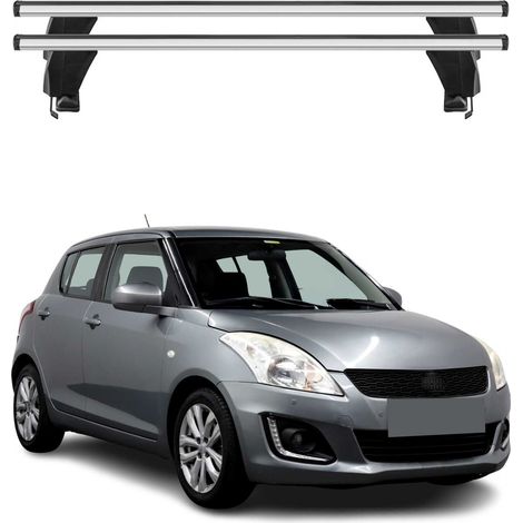 OMAC Dachträger Querträger Alu für Suzuki Swift II 2013-2017 FL – Abschließbar – T-Nut – City-Crash-getestet – Max. 50 kg Silber (1/5)
