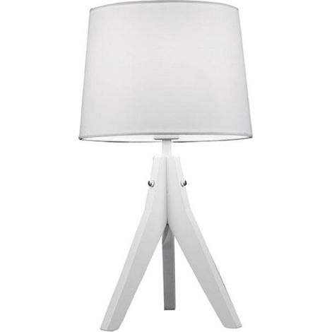 Lampada da tavolo D23 cm E14 in legno e paralume bianco MIMI