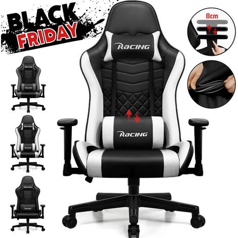 Authmic – Chaise gaming ergonomique inclinable 90° à 170° – Hauteur et accoudoirs réglables – Confort optimal pour longues sessions de jeu (1/5)