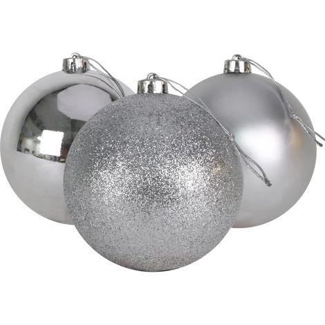 15cm/3Pcs Christmas Baubles Shatterproof Silver,Tree Decorations (1/3)