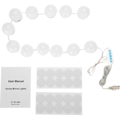 12Pcs Lot Ampoules LED Miroir Lumière Coiffeuse Maquillage USB Gradateur Kit Lampe (1/5)