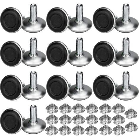 20 Pack Pied Vérin Réglable Pour Meuble, Pied de Nivellement Aevc T-écrou Filetage M8x20x30mm, Vis Support de Nivellement Pieds de meuble, Chaise, Table