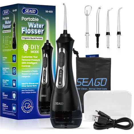 Hydropulseur Buccal Portable avec 5 Embouts & Sac de Voyage - Nettoyage Profond & Longue Autonomie (1/5)